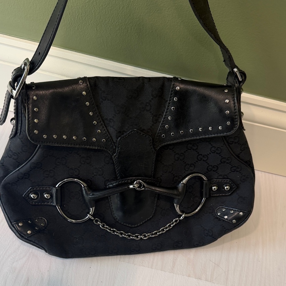 Gucci Black Studded Shoulder Bag
